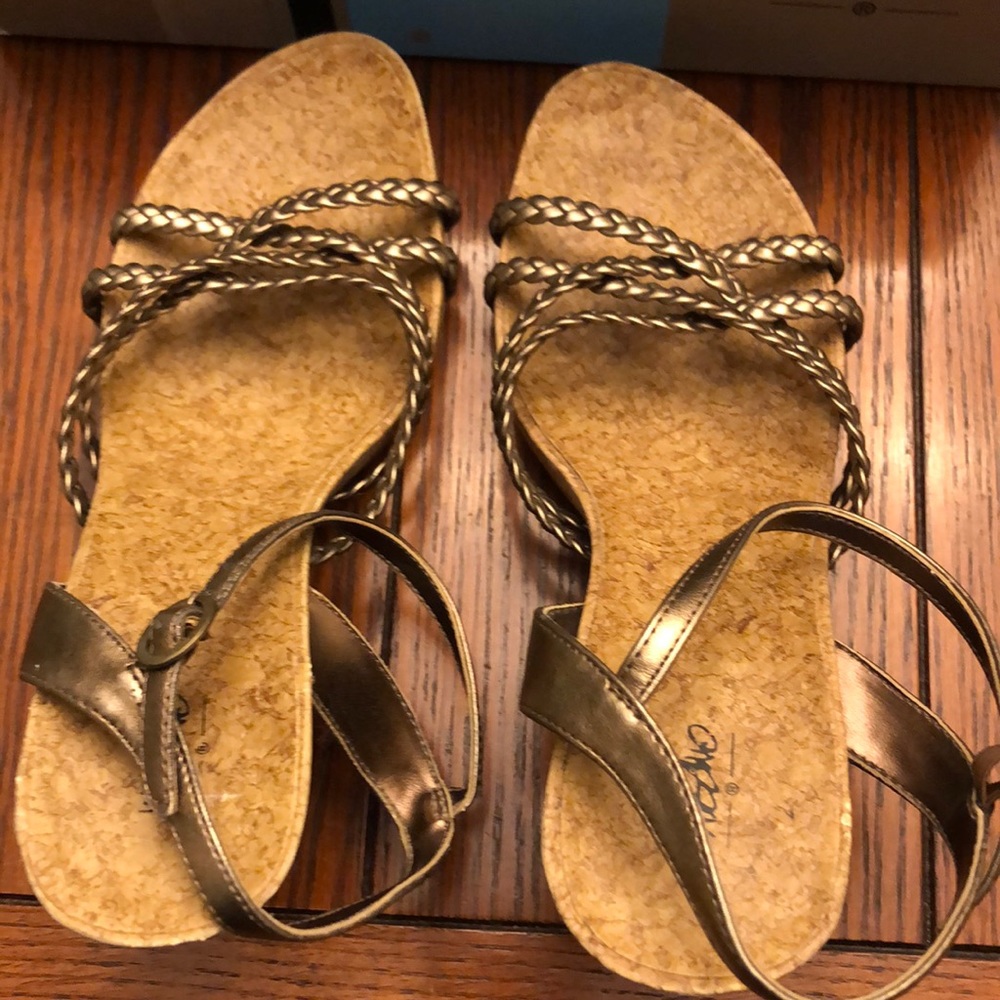 Mossimo Peri Bronze Braided Strap Wedge Sandals